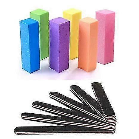 Nail File and Buffer, Professional Manicure Tool Kit Rectangular Art Care Buffer Block Tool 100/180 Grit 12 Pieces (Black)