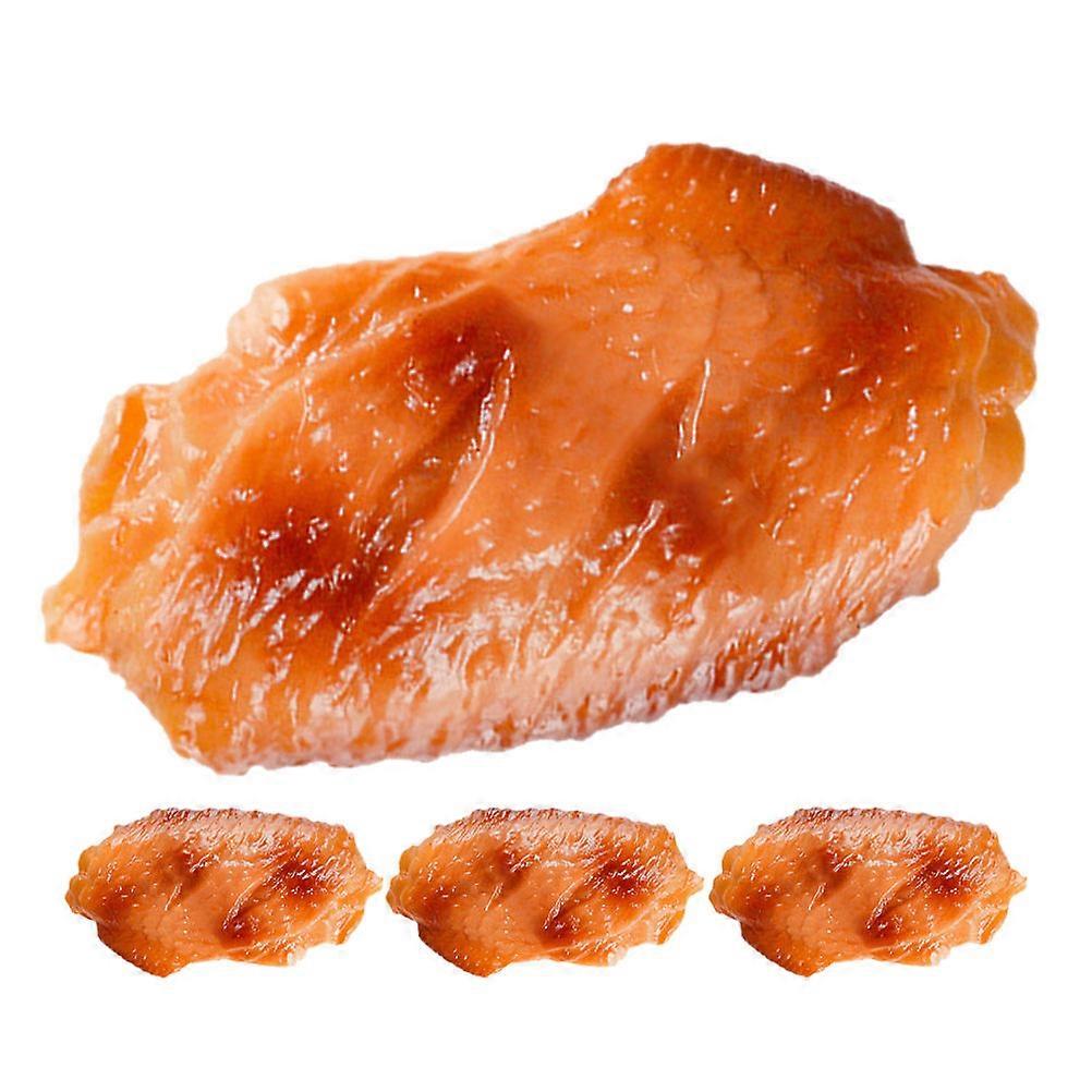 Artificial Chicken Wing Display Supply for Decoration 4Pcs PVC Orange