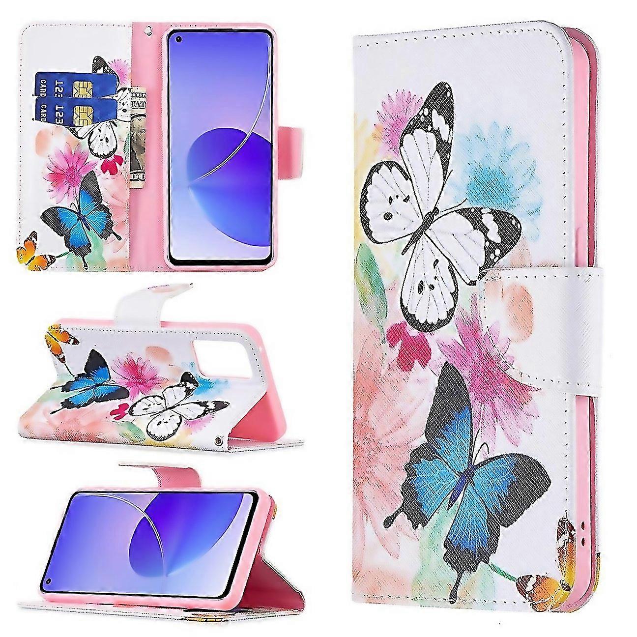 For Oppo Reno6 Colored Drawing Pattern Horizontal Flip Leather Case With Holder Card Slots Walletbut