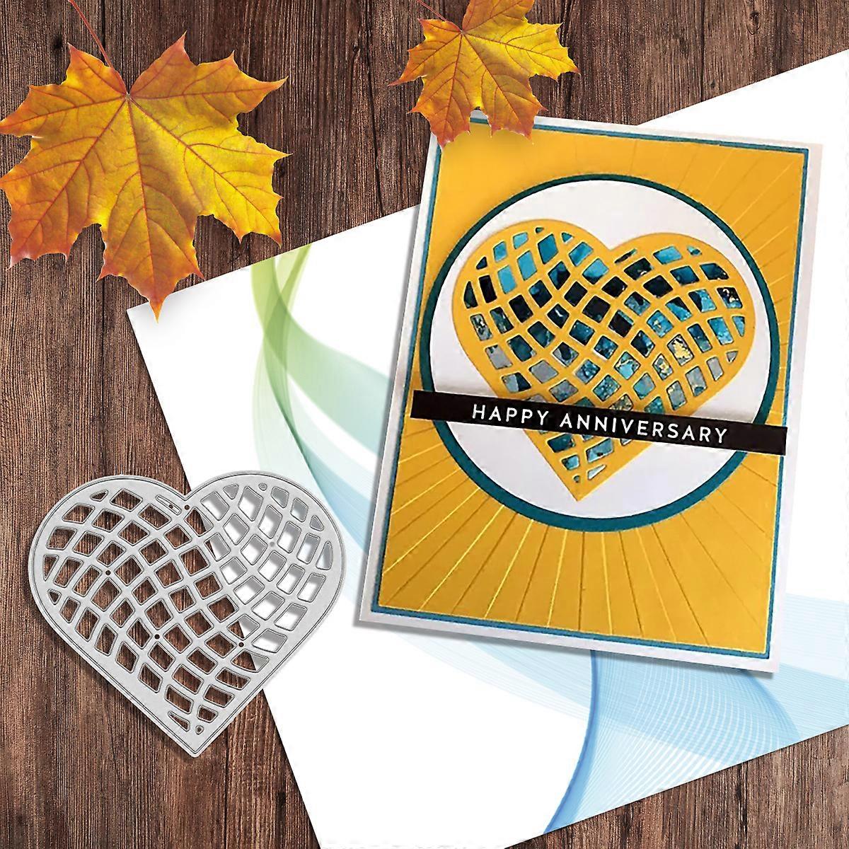 1PC Grid Heart Metal Cutting Dies Die-cut Crafts Stencil Tool for DlY Handmade Scrapbook Cards