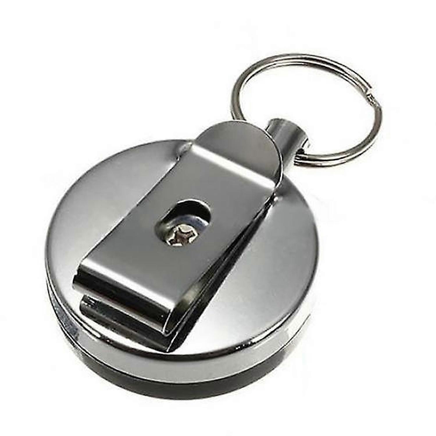 Stainless Steel Retractable Key Ring Pull Key Chain Belt Clip Keychain