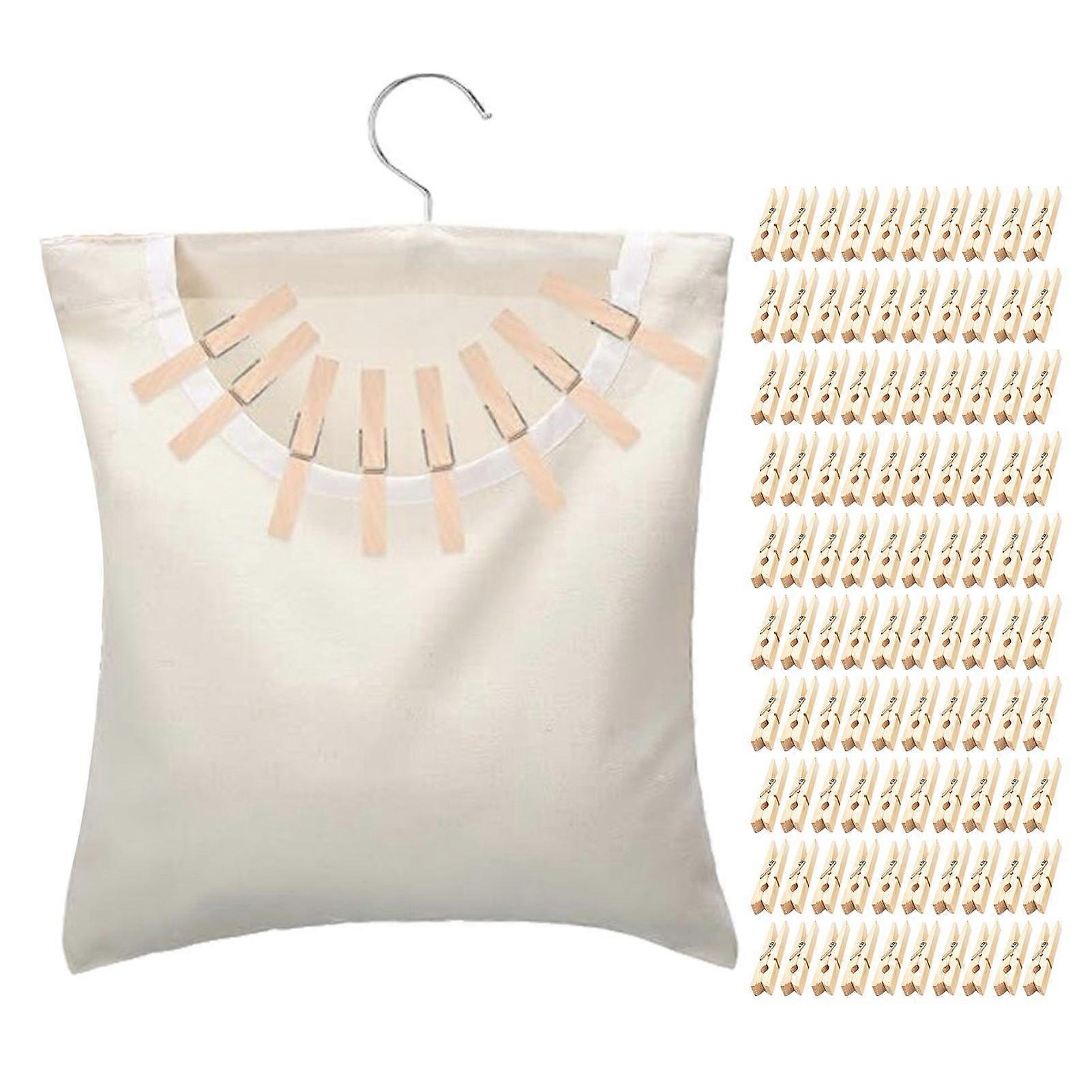 Canvas Clothespin Bag Laundry Hanging Storage Organizer Large Capacity Multipurpose Clothes Pin Hanging Bag with Hook