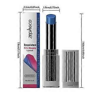 Midnight blue temperature-changing lipstick gently moisturizes and soothes lip skin color-changing lipstick