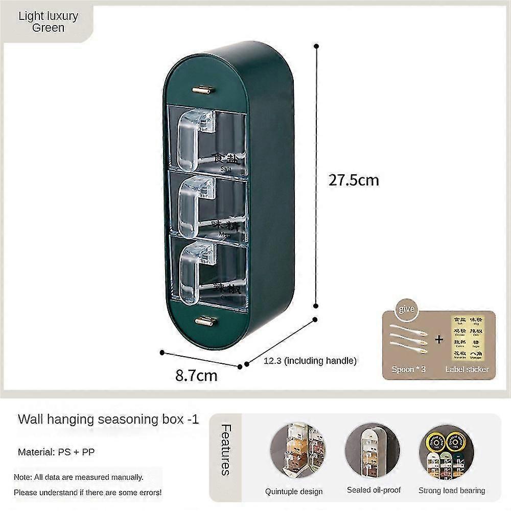 Drill-Free Kitchen Wall Mount Seasoning Box with 5 Tier
