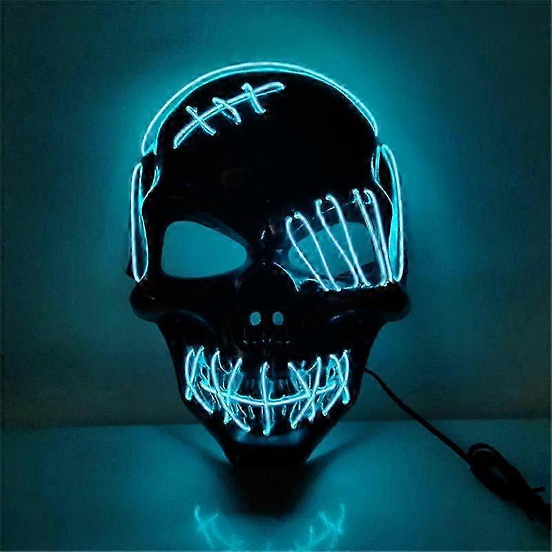 Led Mask Halloween Party Masque Masquerade Masks Neon Maske Light Glow In The Dark Horror Mask Glowing Masker Mixed Color Mask