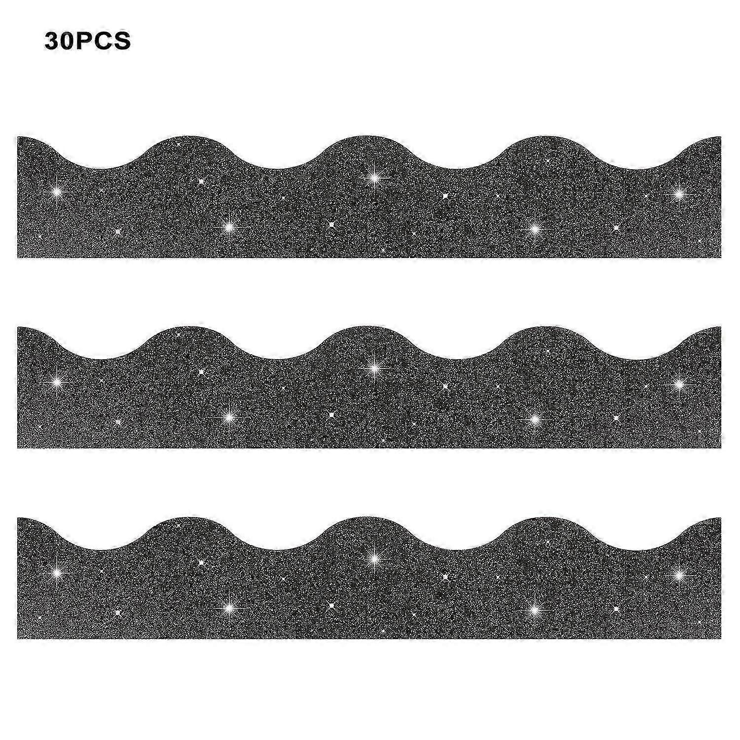 Glitter bulletin board border for classroom - 30pcs 5 colors scalloped edge