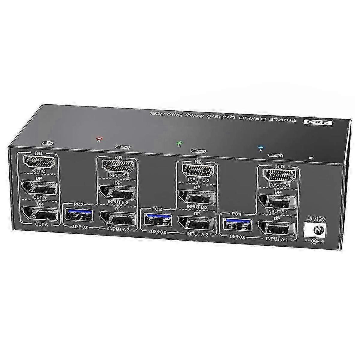 8K@60Hz 4K@144Hz Triple Monitor KVM with 4 USB 3.0 Ports EU plug KVM Switch