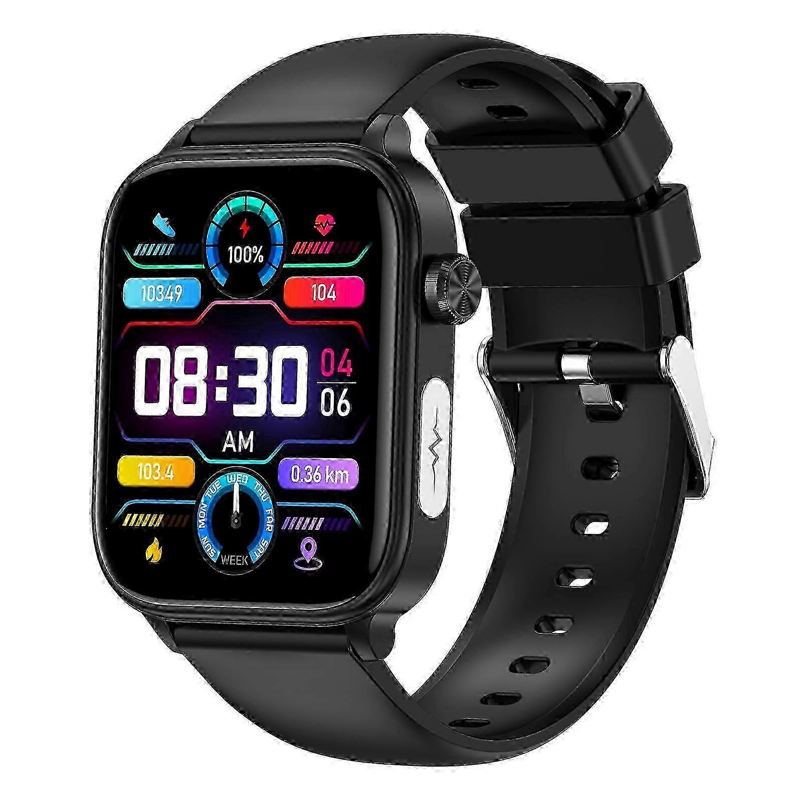 GlucoCare SOS Smart Watch for Men Women, Sports Watch with Call and Message Function, Compatible with Android/iOS, Black