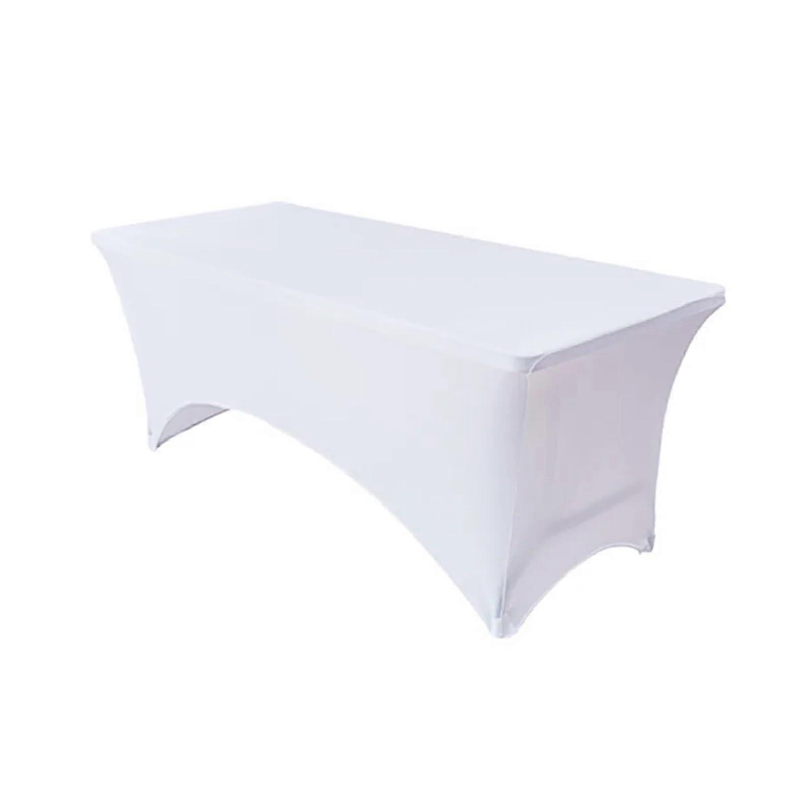 Stretch Spandex Table Cover Fitted Tablewear For 4/6/8Foot Rectangular Tables, White 122x76x76cm 4ft