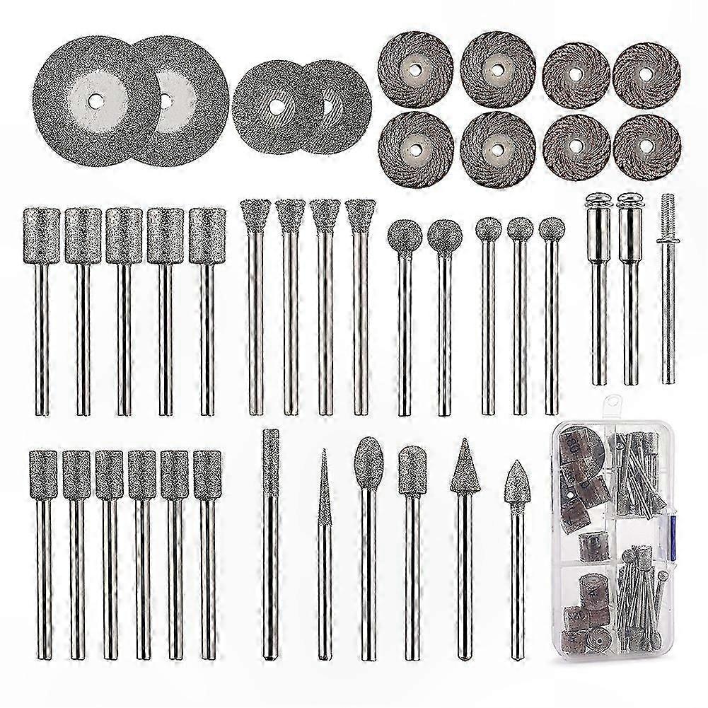 43Pcs Diamond Burr Bits and Impeller Set for Stone Carving Tools