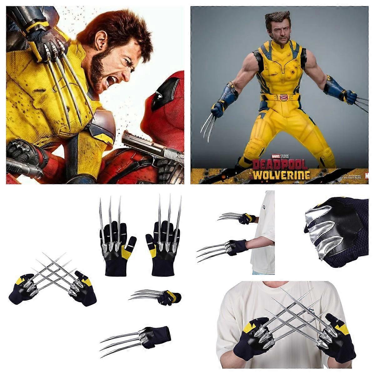 Deadpool a Wolverine 2024 Wolverine Logan Cosplay Halloweenské rukavice + Wolverinovy ​​drápy
