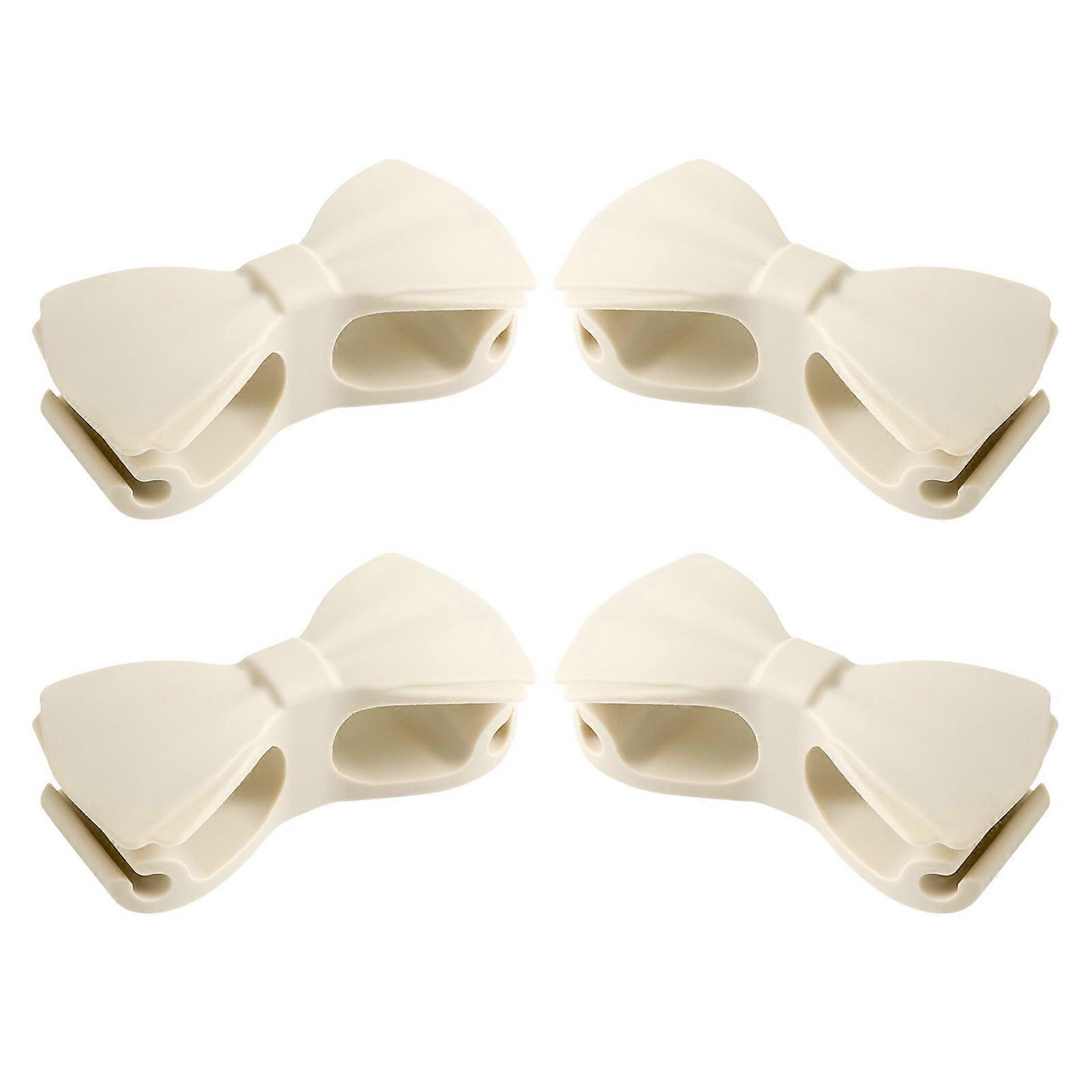 4個キッチンケーブルオーガナイザー蝶結び形状コードホルダーデータライン管理クリップシリコンコードワインダーホルダーホワイト