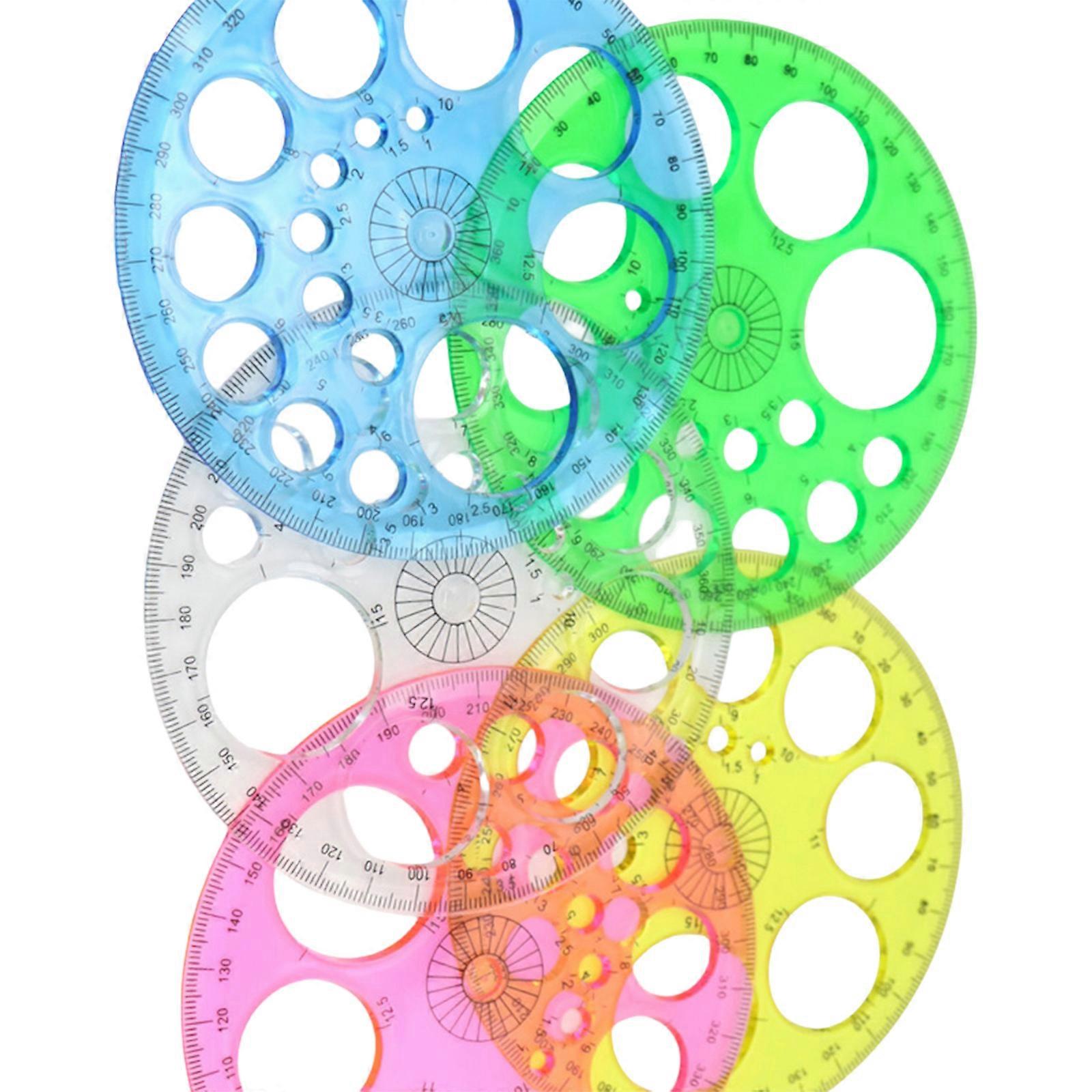 5 Pcs/Set Round Circle Template Circle Stencil Circle Ruler Circle Protractor Large and Small Circle Drawing Aid Tool Multicolor
