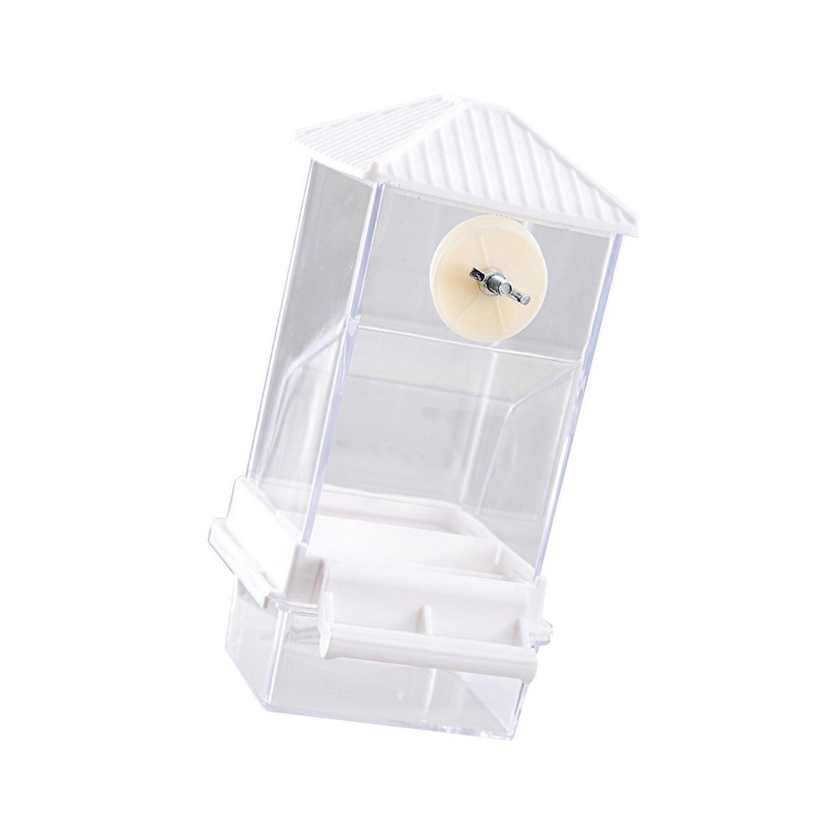 Automatic Bird Food Dispenser Container Hanging Parrots Feeder for Parakeets and Small Bird with Transparent Design  White