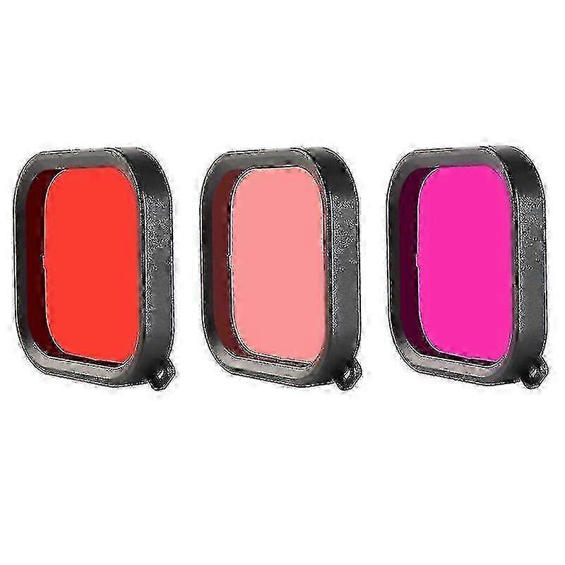 3pcs Gopro8/9 Diving Underwater Lens Filters & Anti-fog Inserts Snap-on Dive Filter Housing