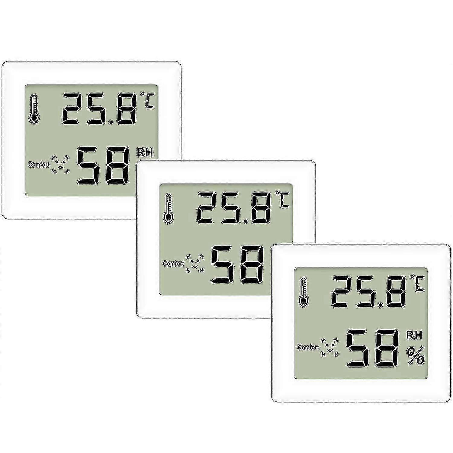 3 חבילת תרמו-היגרומטר, מדחום ומד היגרומטר דקים במיוחד, מדחום דיגיטלי דיגיטלי, מדחום פנימי פנימי לתלייה אנכית או על הקיר