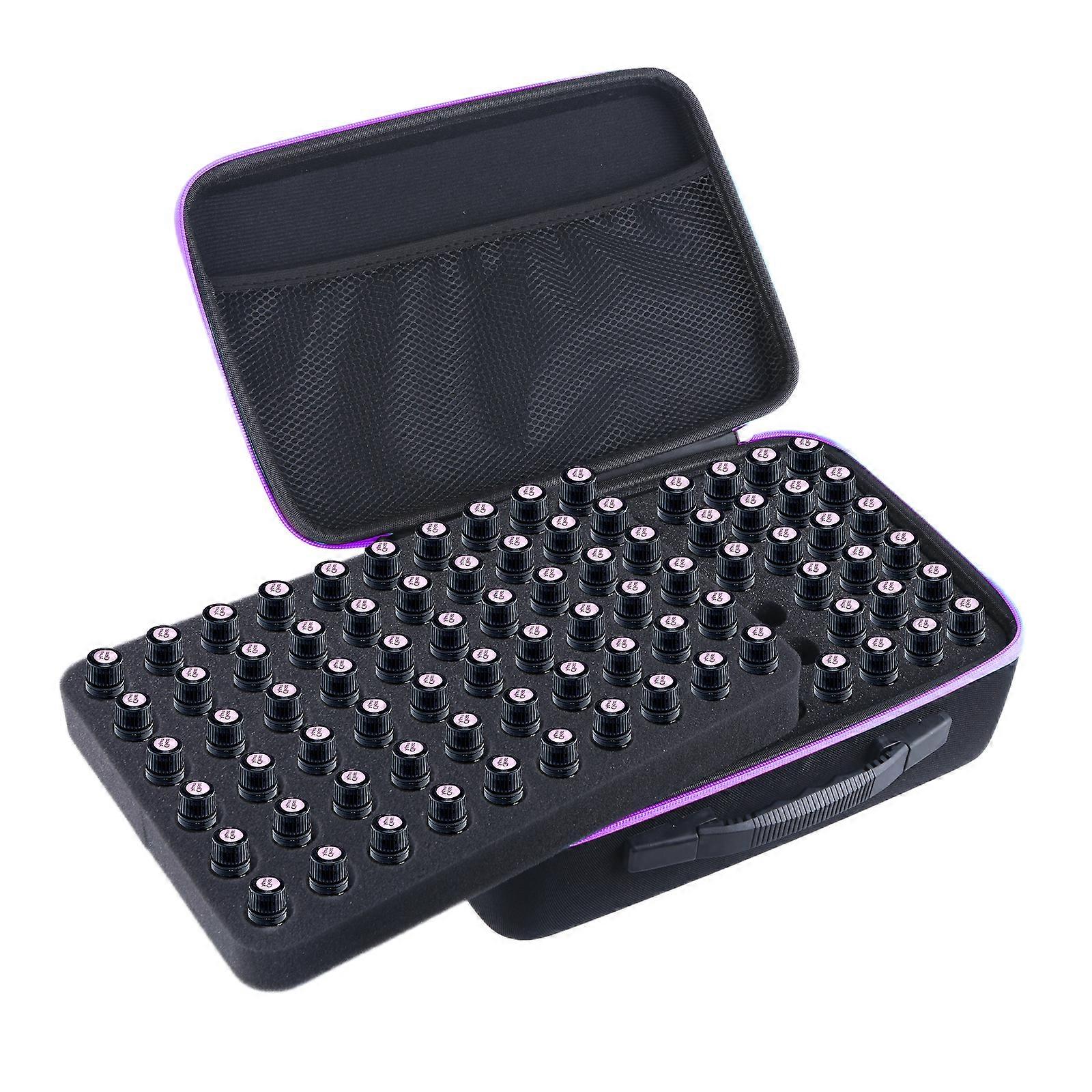 Compact Essential Oils Holder With 120 Grids 5-10ML Bottle Capacity EVA Protective Organizer For Aromatherapy Enthusiasts  Purple