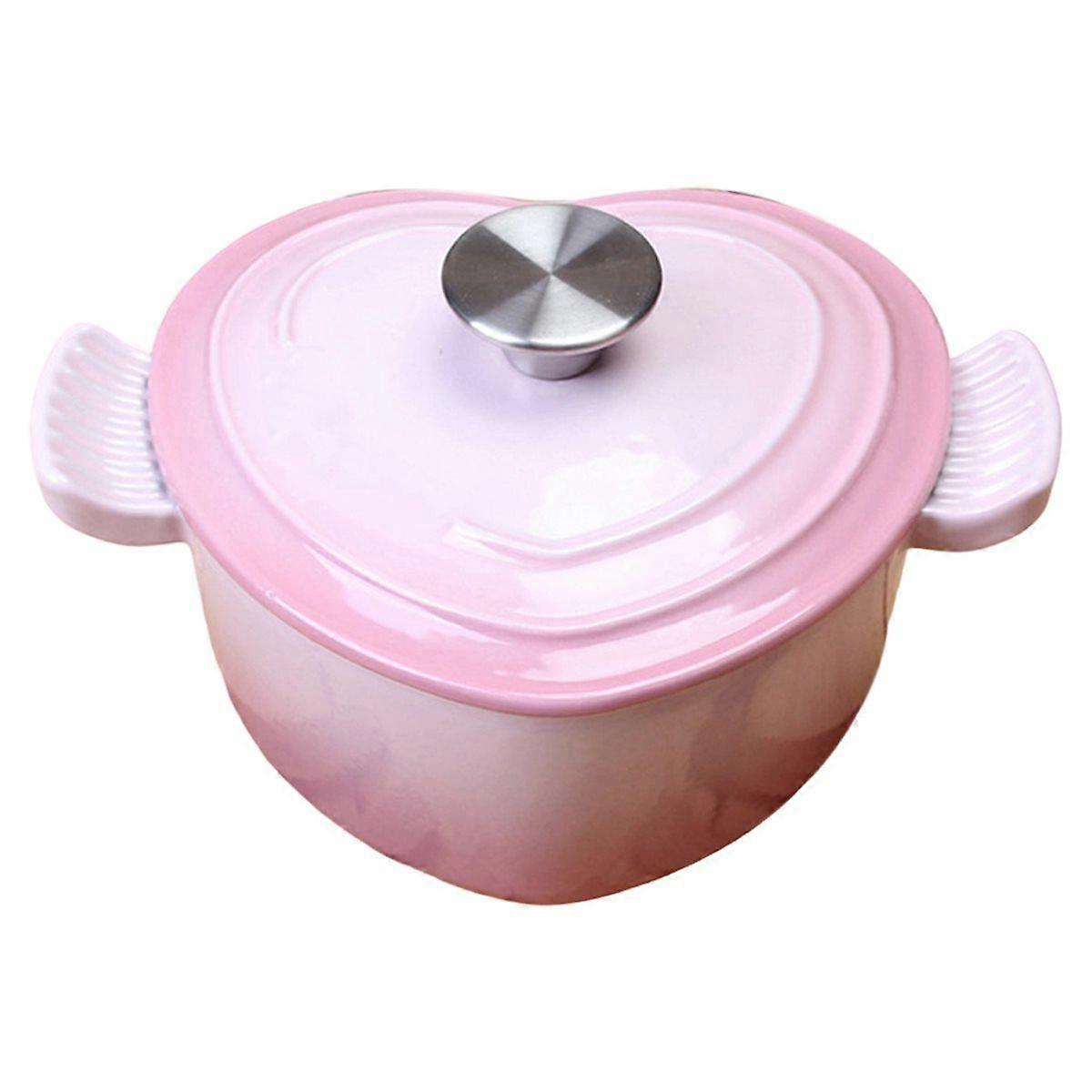 Preminum Cast Iron Dutch Oven with Lid, Heart-Shape Enameled Soup Pot for All Stove Tops,Suitable f