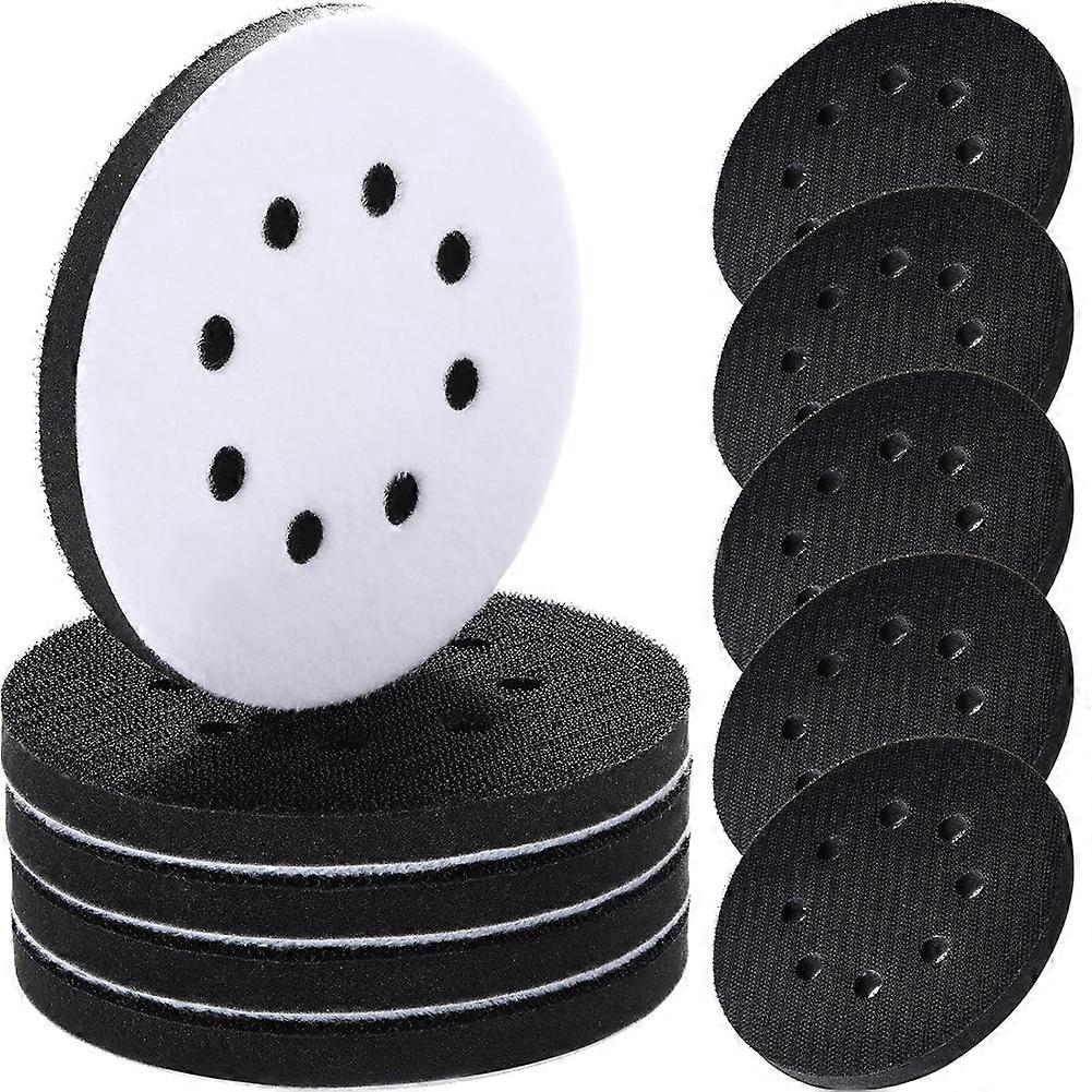 10 Pcs Soft Density Interface Pads 5inch 8 Holes Hook and Loop Sponge Cushion Buffer Backing Pad Sanding Interface Pad