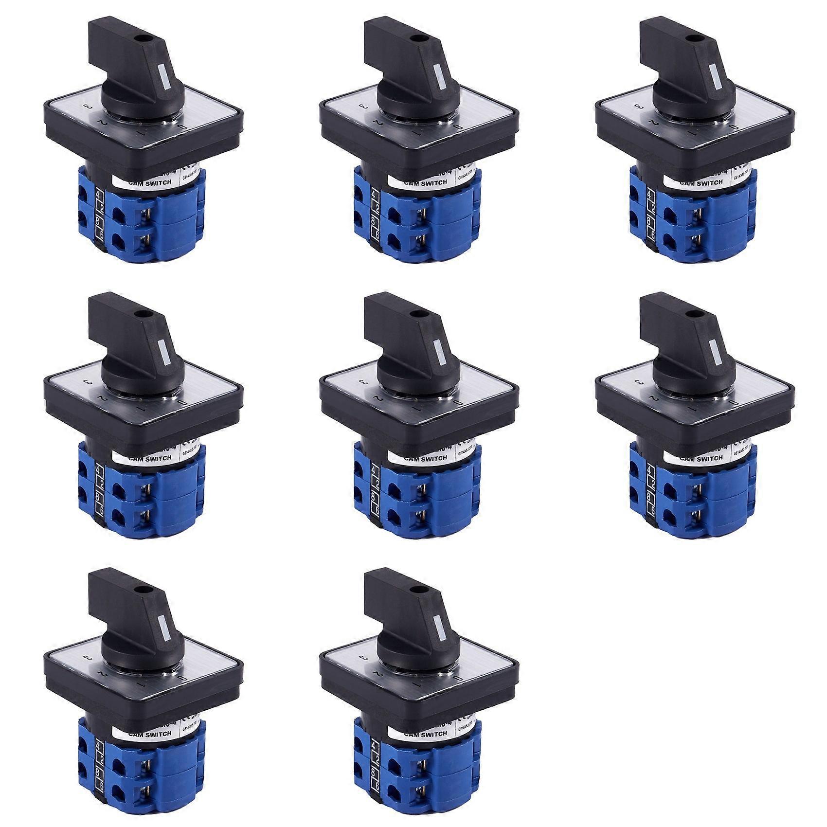 8X 8 Terminals 5 Positions Master Control Rotary Cam Switch 20A Black+Blue