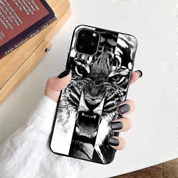 Compatible with iPhone 13 Pro Max Mini shell tiger black white silicone Black one size