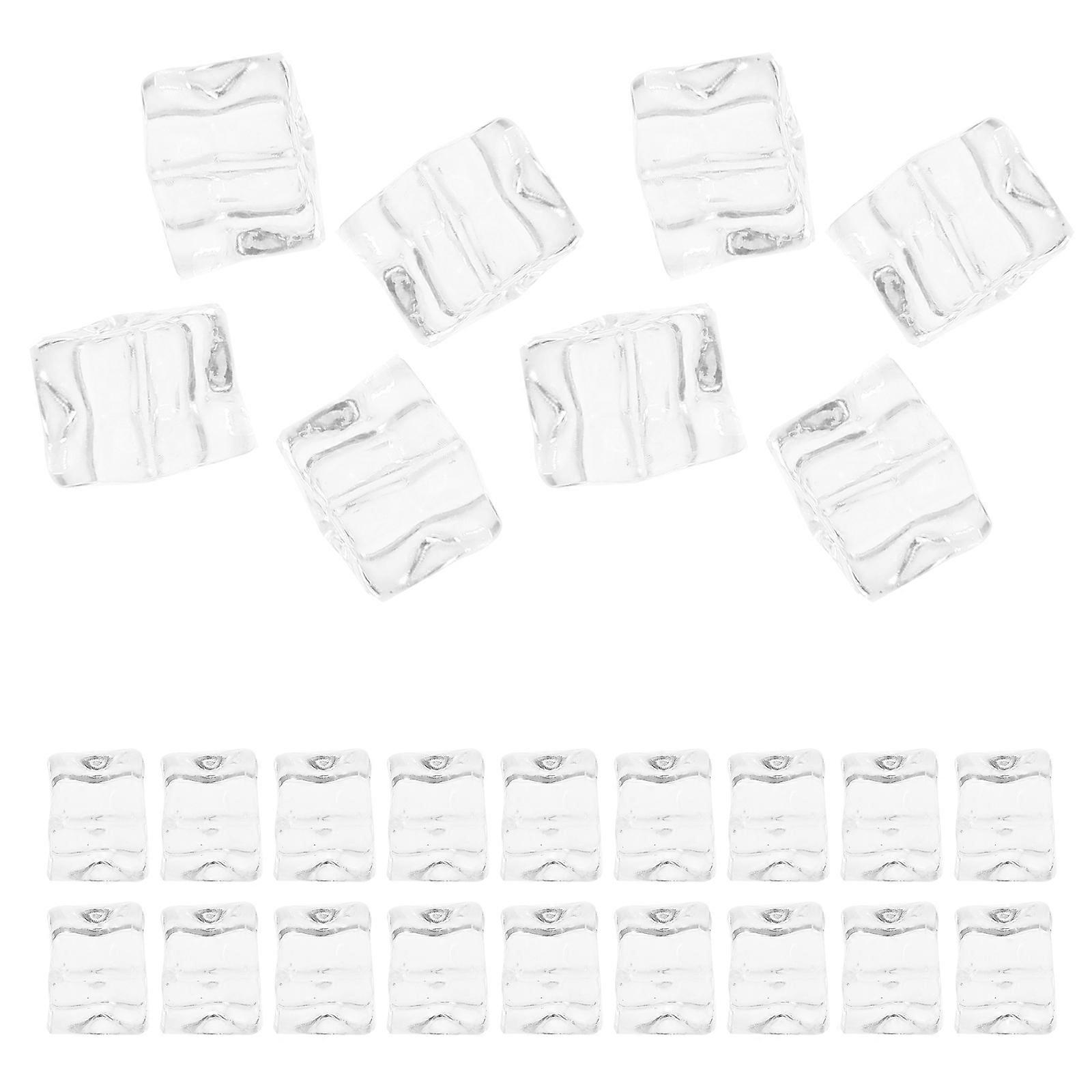 50pcs Clear Reusable Fake Ice Cubes for DIY Crushed Ice Photography Props