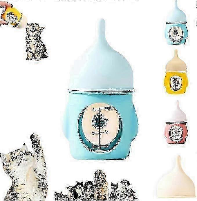 Leak-Proof Squeezable Kitten Bottle, Silicone Kitten Bottle Feeding Kit, Puppy and Kitten Feeding Bottle, Anti-Choking Feeding Kit with Soft Nipple, R