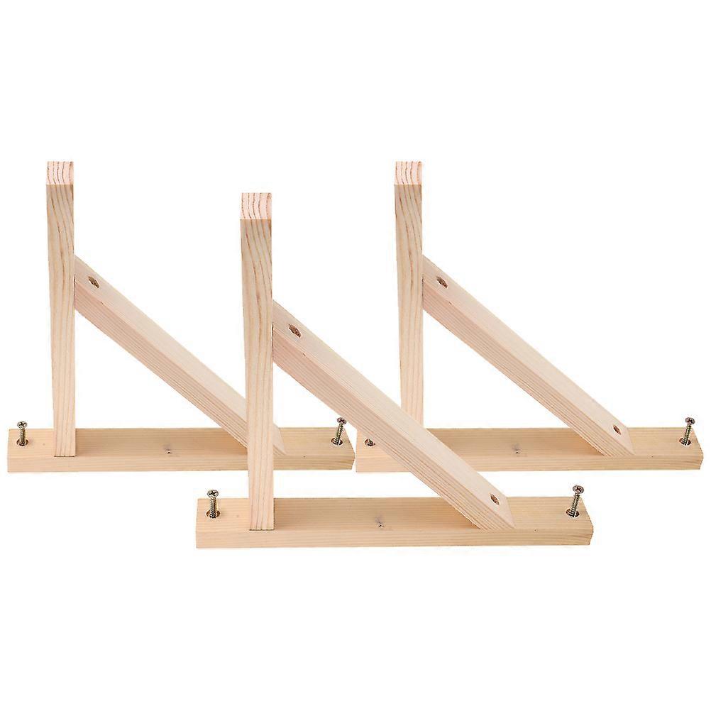 Triangle Support Rack Wooden Shelf Bracket for Holding Use 3Pcs Ivory