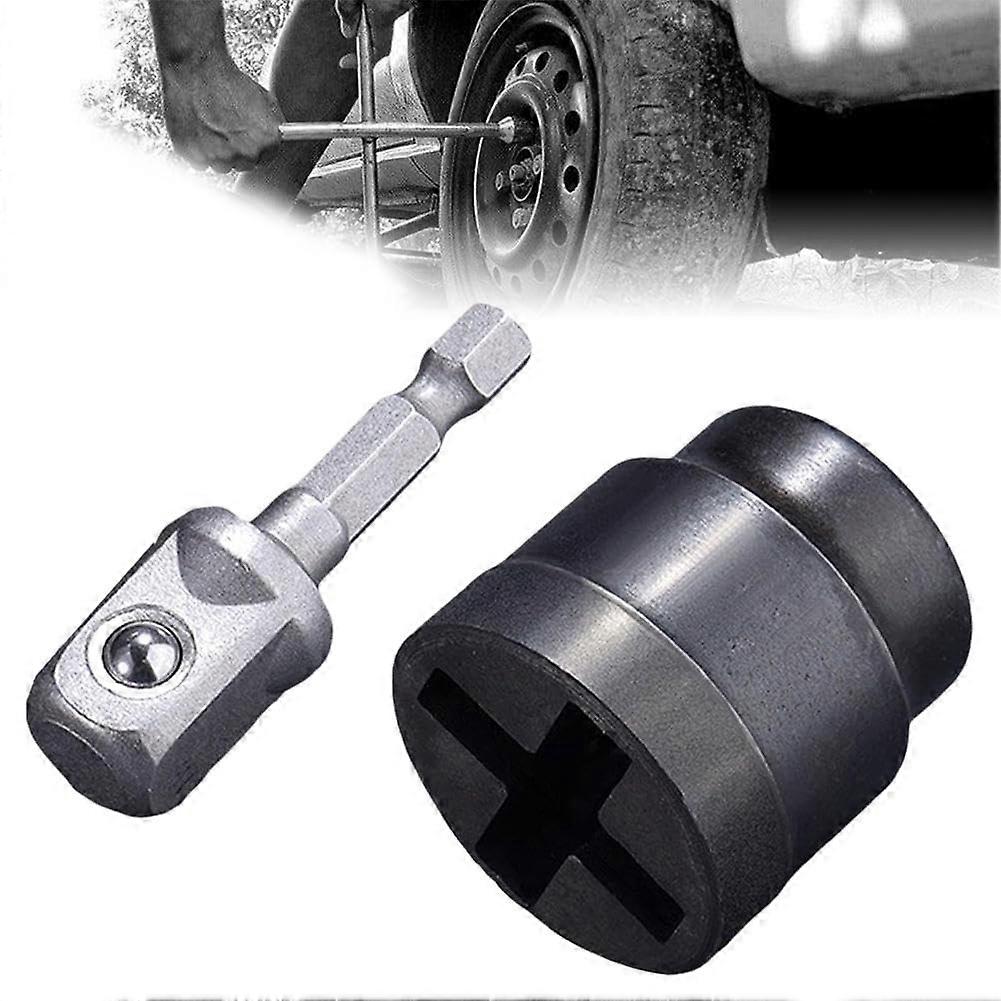 Car Jack Drill Adapter with Impact Socket Extension, Quick Tire Change Tool for SUV and Trailer