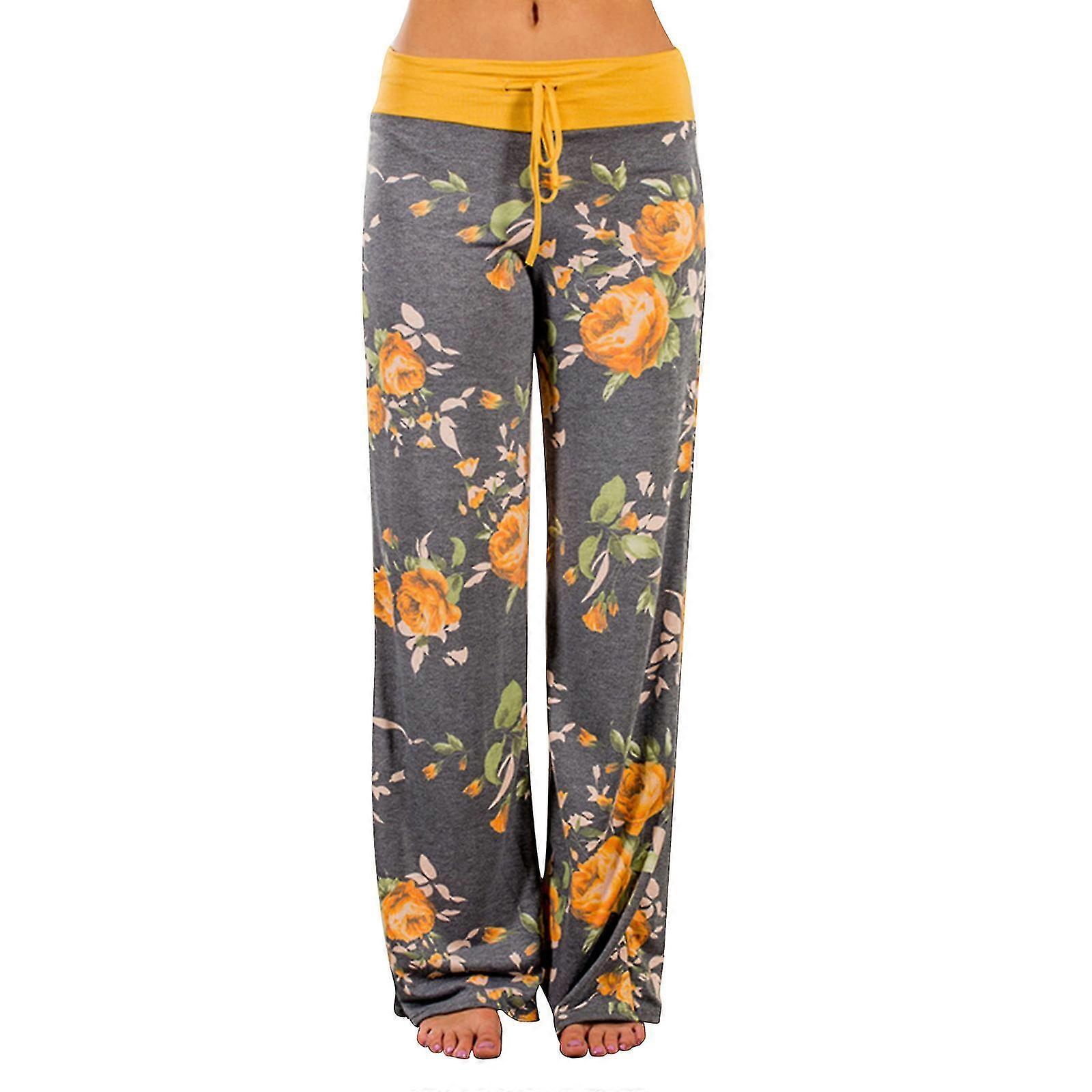 Strap Casual Trouser Loose Women Pajama-Pant Comfy-Lounge Pant Drawstring Wide Leg Bottom Camouflage-Printed Trouser  XL