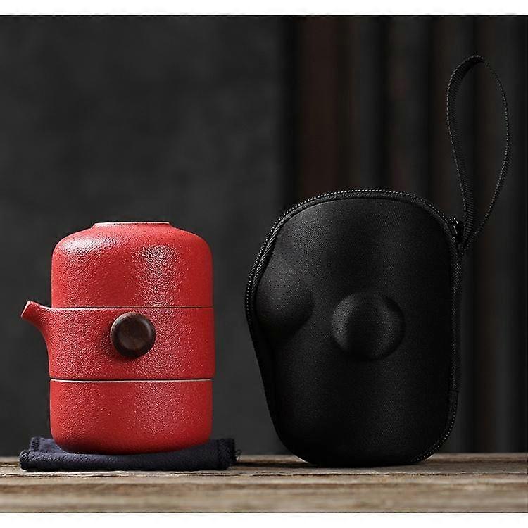 Ceramic Quick Tea Cup Kung Fu Tea Set One Pot Two Cups Simple Portable Storage Bag