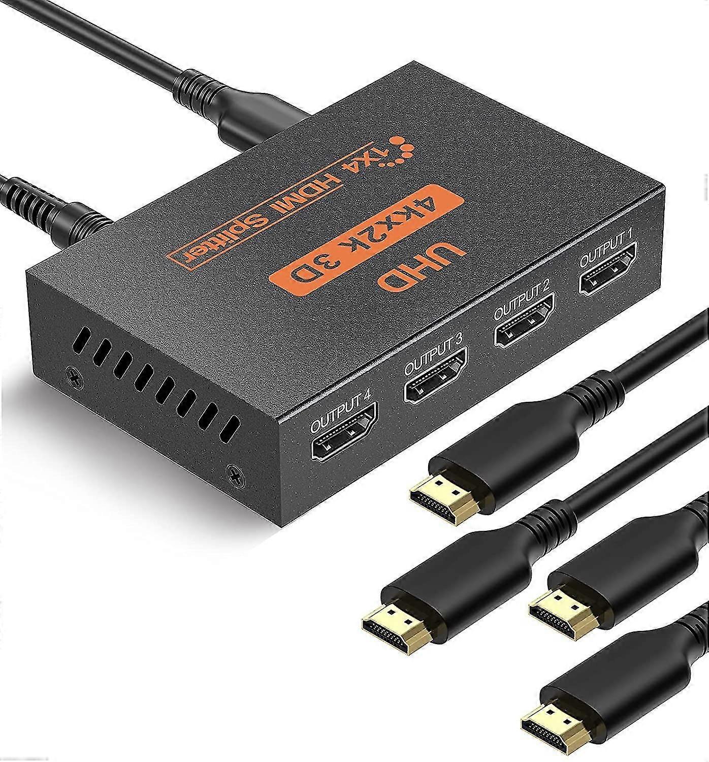 Hdmi Splitter 1 In 4 Out 4 Way Hdmi Distribution Supports 3d 4k 1080p Hdmi Splitte 1x4 Hdmi Splitter