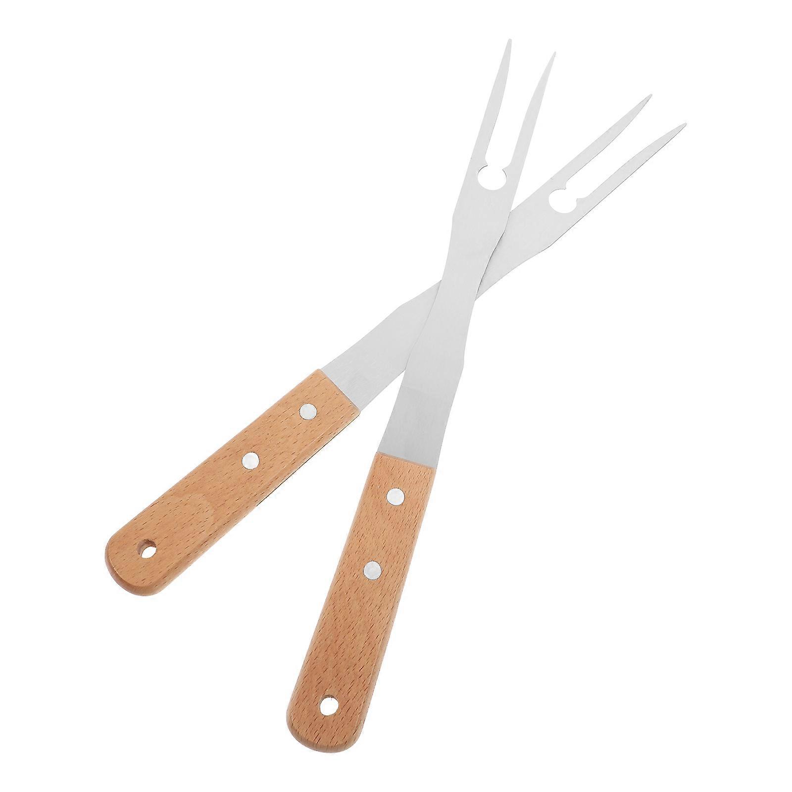 Carving Fork Serving Fork for Kitchen 2Pcs Metal with Wood Handle