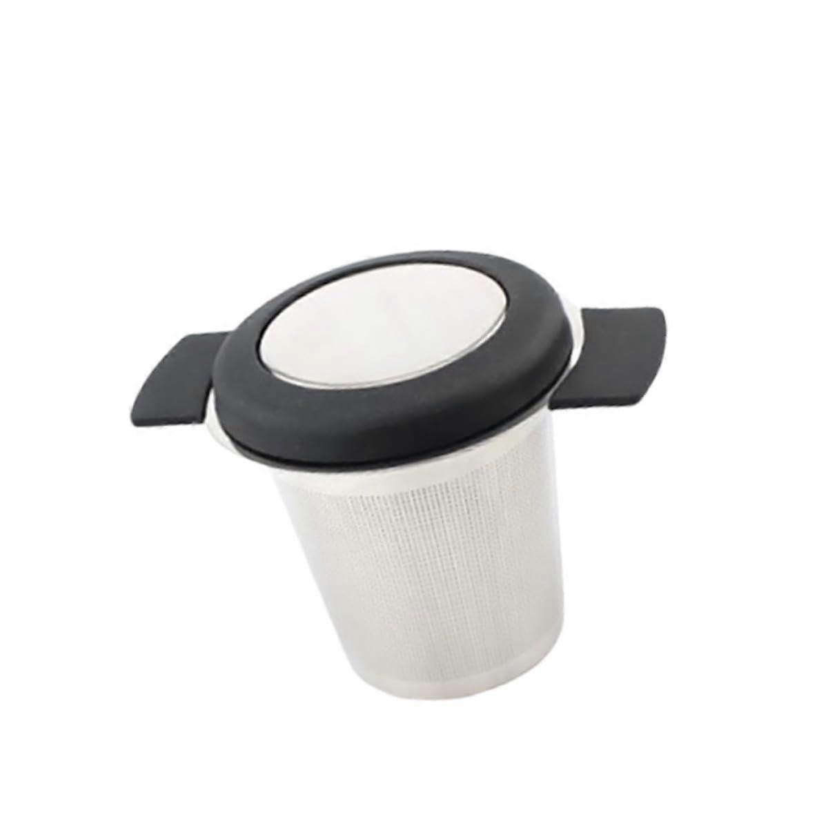 Stainless Steel Tea Infuser with Fine Mesh Filter for Loose Leaf Tea and Herbs, Silicone Handle, Black