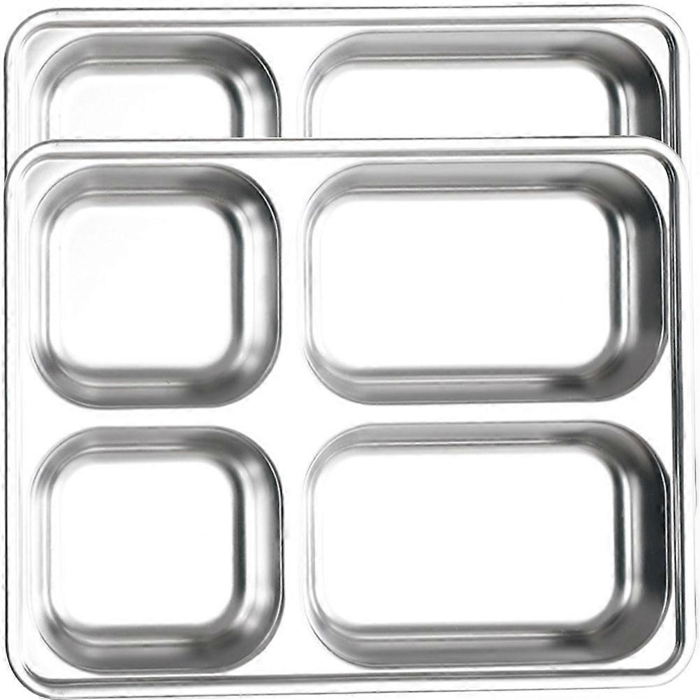 Compartment Plates Rectangular Dinner Tray Food Division Easy to Clean Use 2Pcs