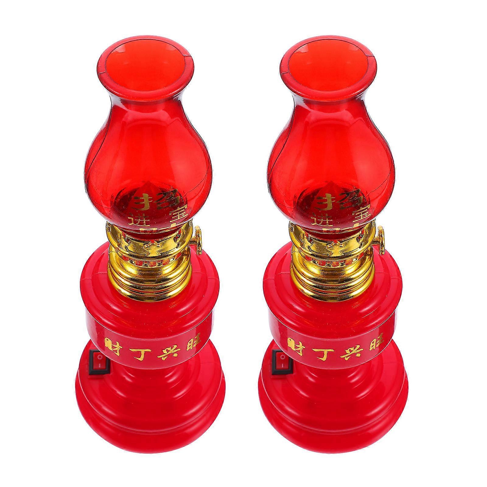 Electronic Candle Lamp for Decor 2Pcs Red Indoor Candle Light Set