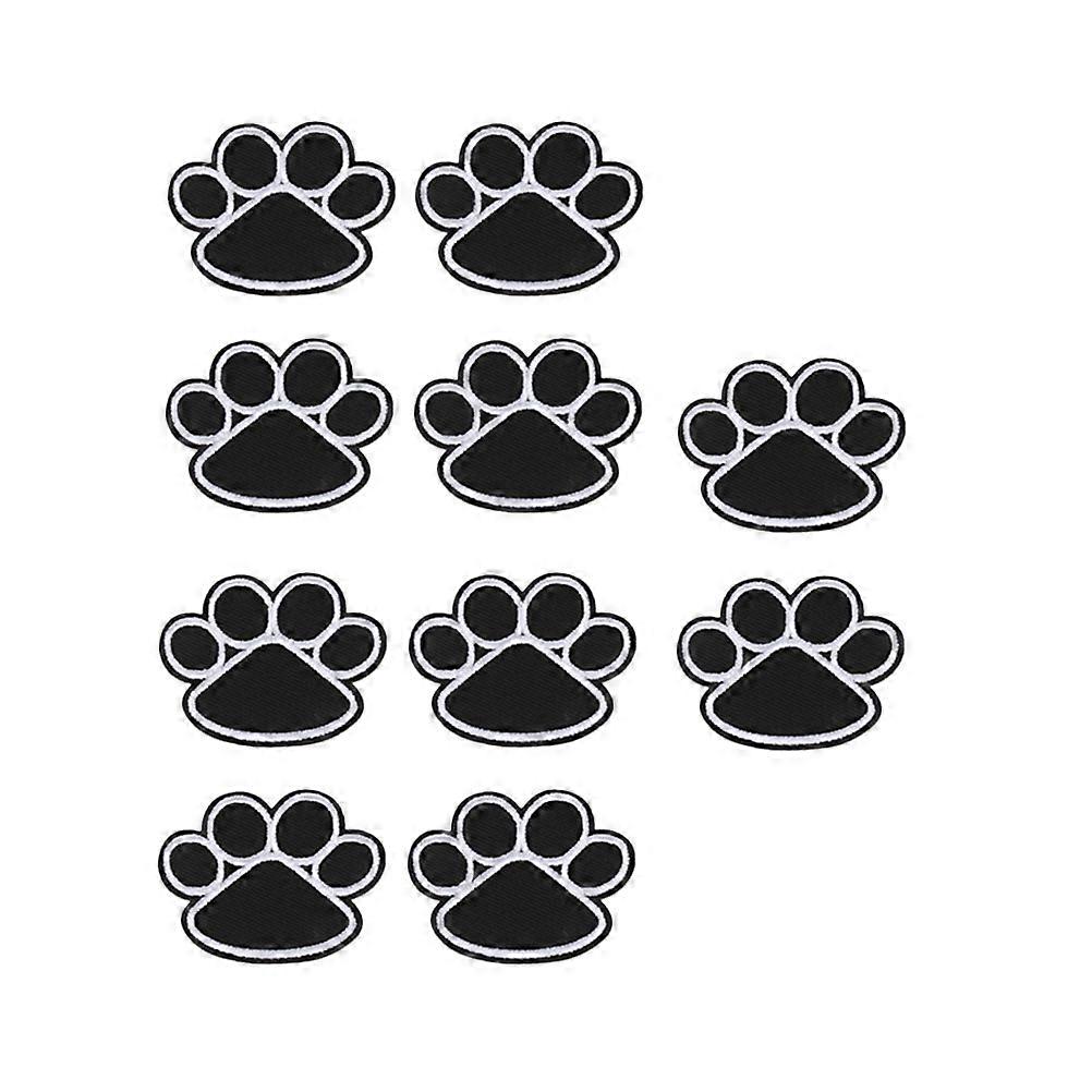 Black Embroidered Dog Paw Patch for Decoration 10Pcs