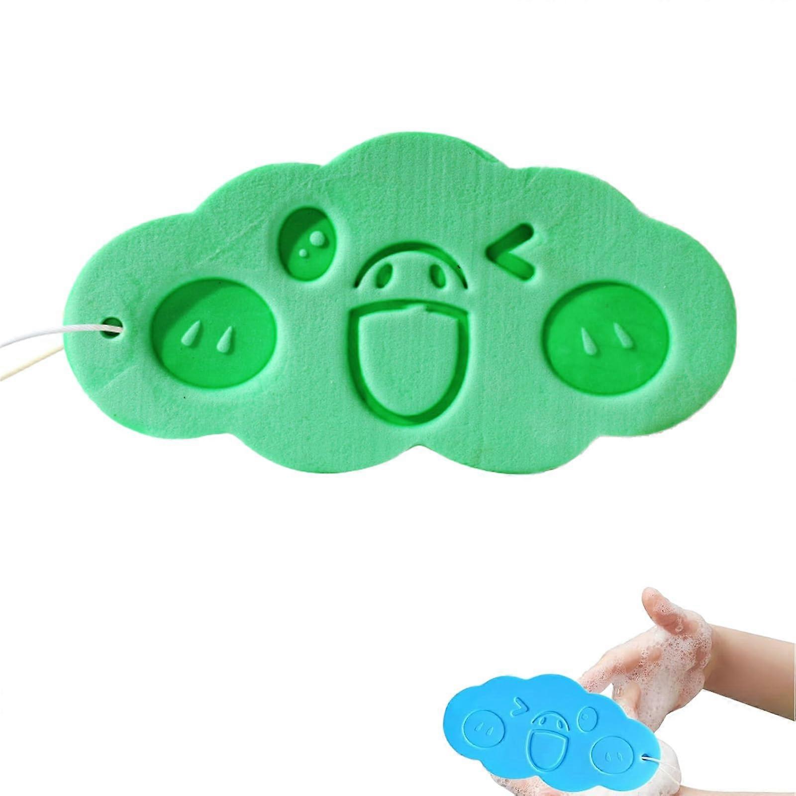Green Cloud Shaped Bath Sponge with Deep Cleansing Texture for Gentle Skin Exfoliation