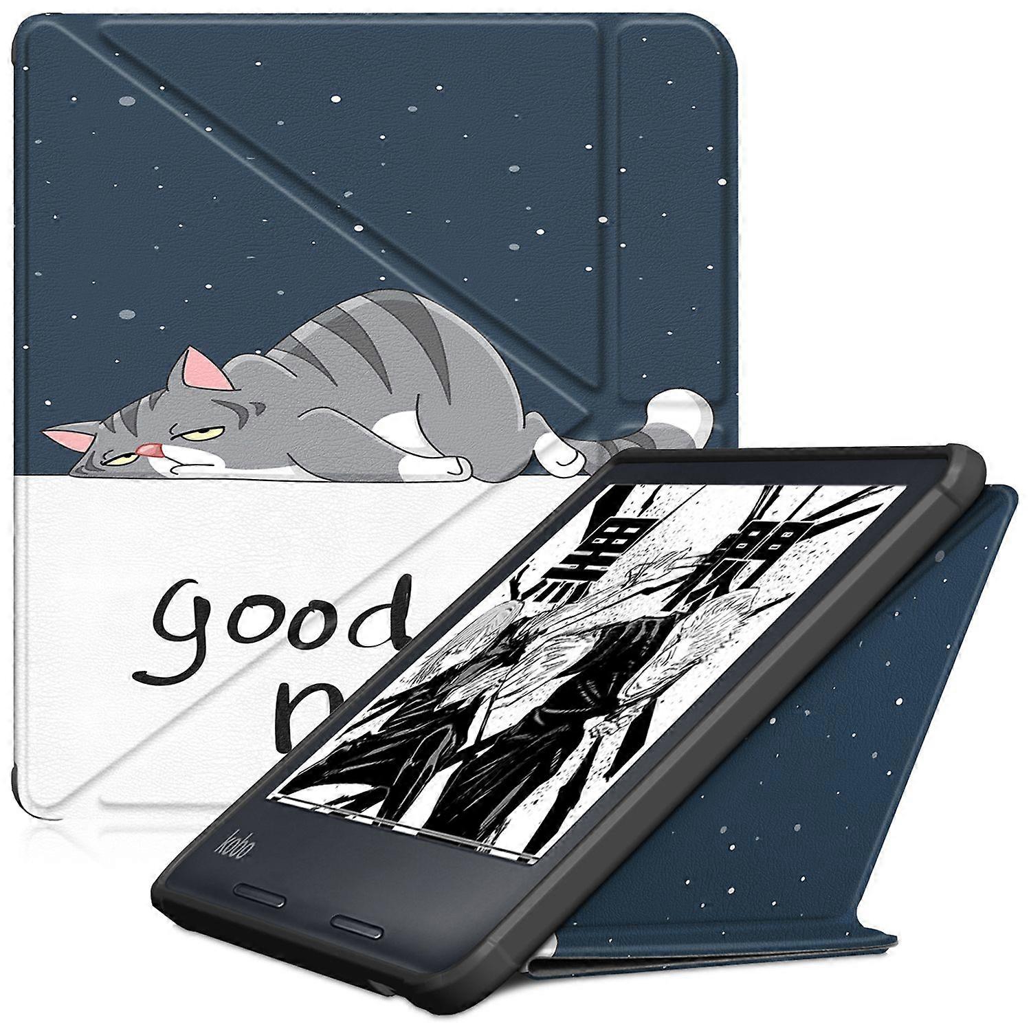For Kobo Libra Colour/Libra 2 Case Origami Stand PU Leather Pattern E-Reader Protective Cover