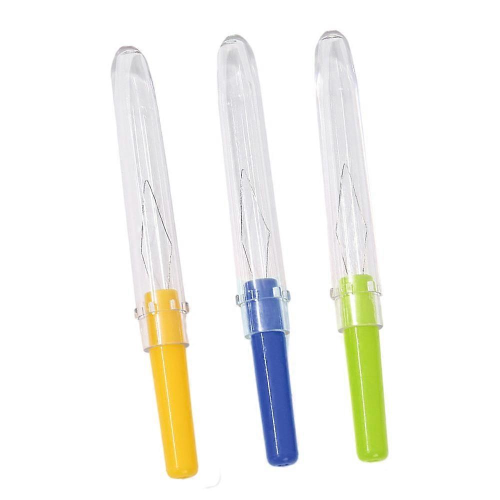 3Pcs/set Automatic Sewing needle threader with cover household colorful PP needle threading tool for the elderly