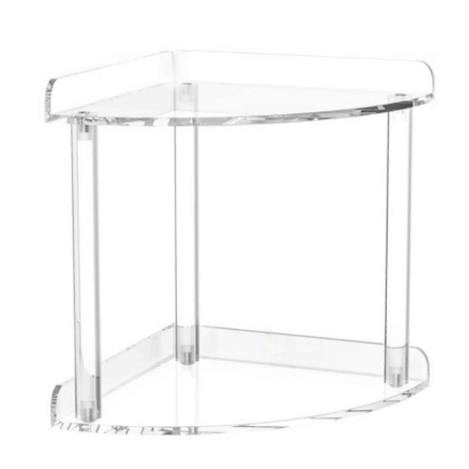 Simple Assembly Acrylic Corner Shelf Two Layers for Organization in Space Multicolor