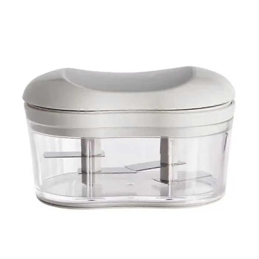 Manual Garlic Chopper with Container, Tear Vegetable Cutter, Rust Blades, Grey