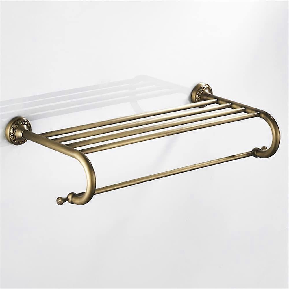 Bathroom Towel Rack Brass Wall Mounted Towel Holder with Shelf SpaceSaving Durable Design