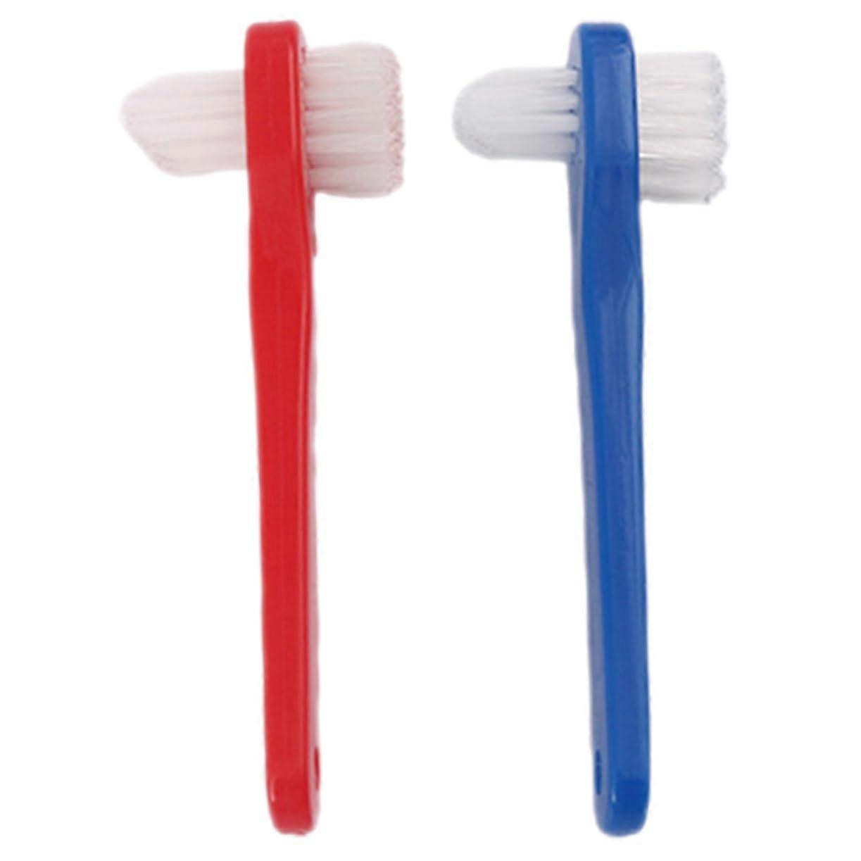 2pcs Double Sided Denture Brush with Soft Bristles Ergonomic Handle for Deep Cleaning Dentures and Retainers