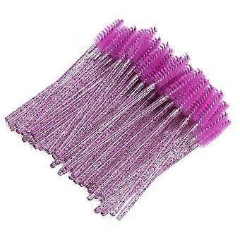 50pcs Disposable Eyelash Brush, High Quality Nylon, Flexible Brush Head, Portable Size, Ea