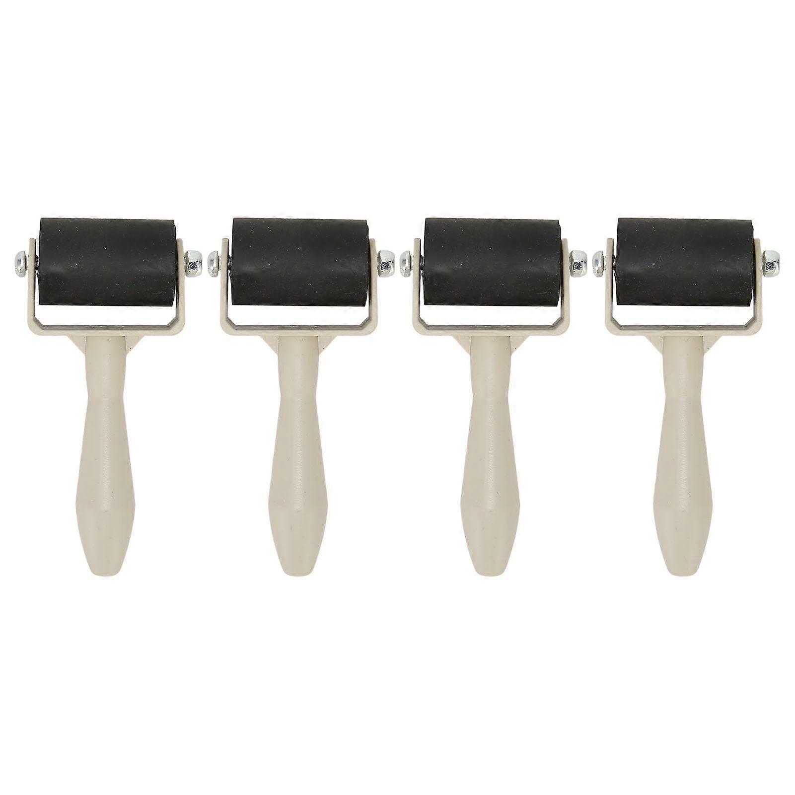 Rubber Brayer Roller Hand Roller for Printing with Even Ink Coverage and NonSlip Handle, 4pcs