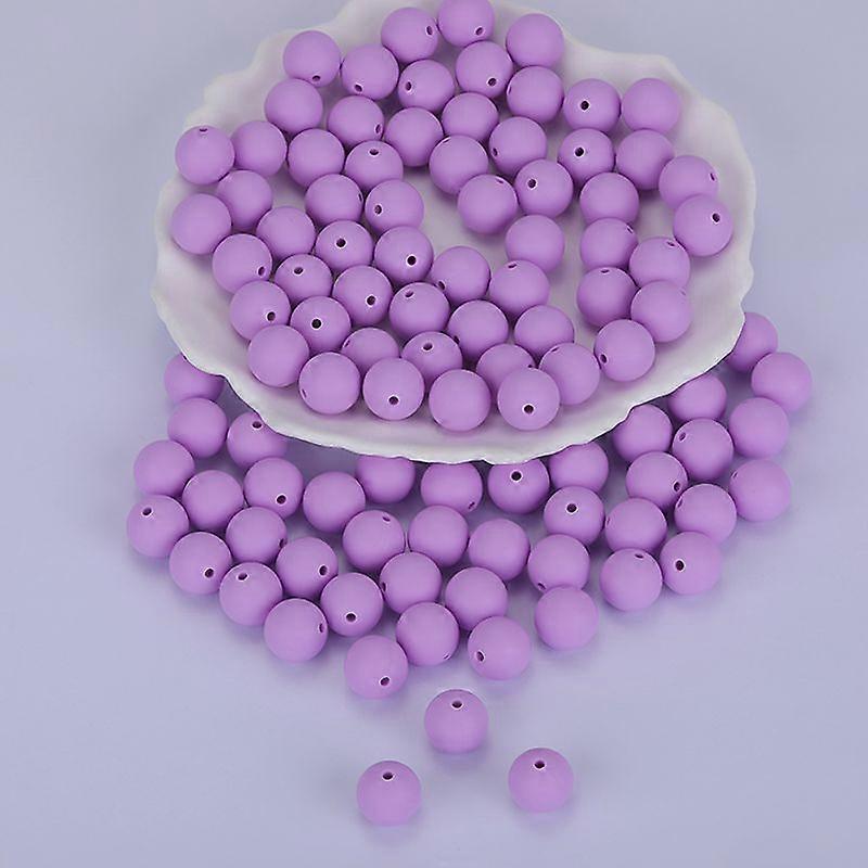 Round Silicone Focal Beads Lavender 15mm Hole: 2mm