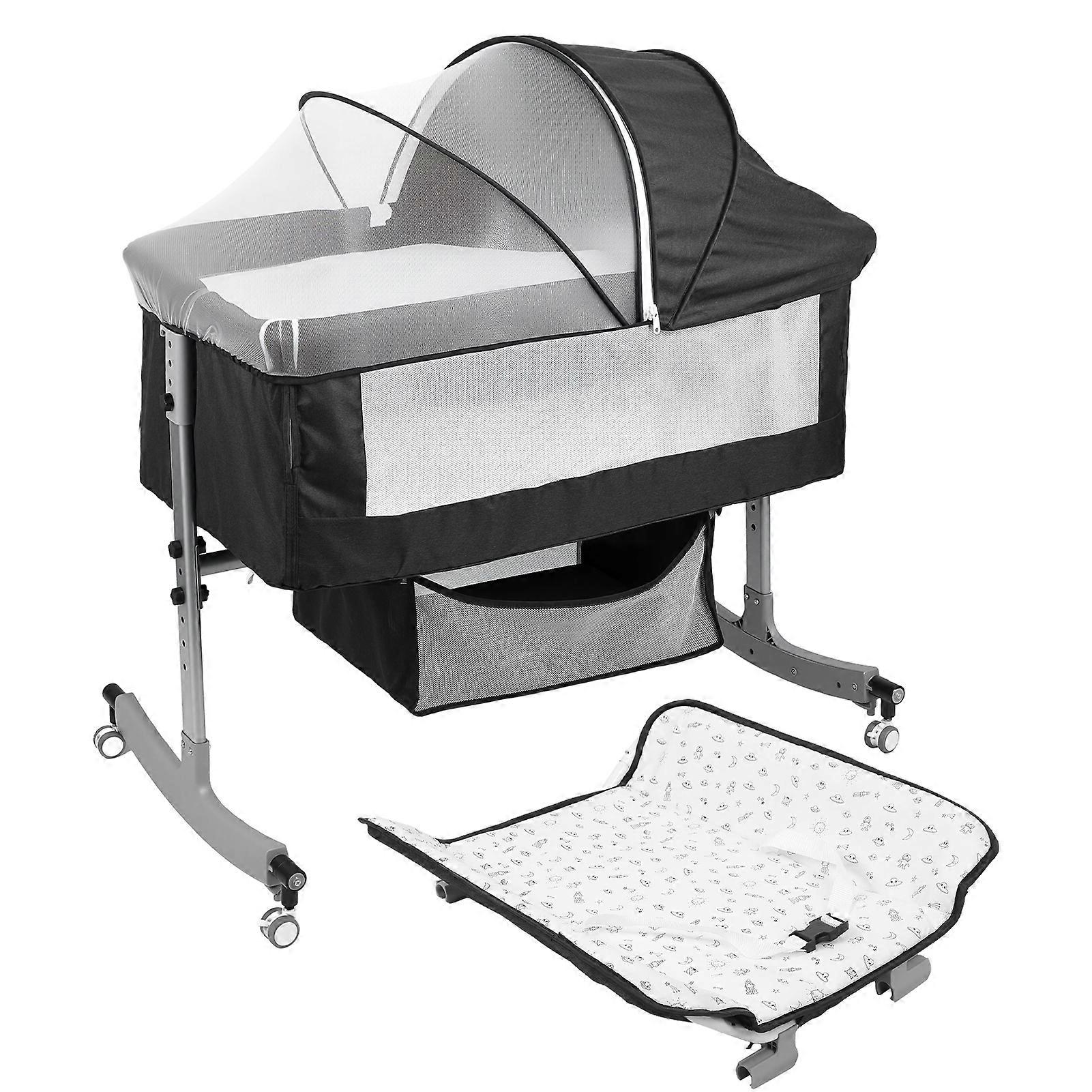 Multi Function Bedside Crib with Wheels and Changing Table for Baby