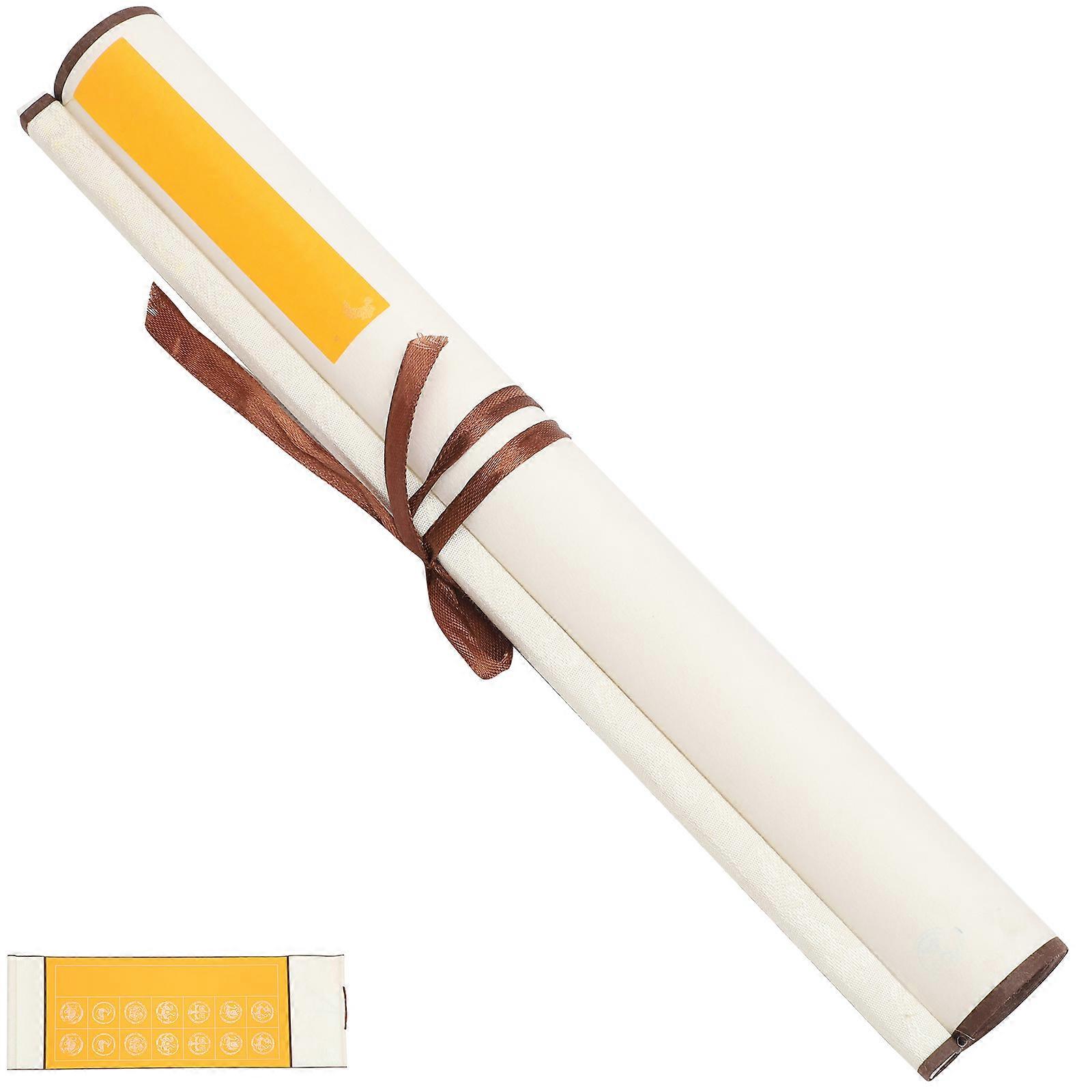 Chinese Calligraphy Practice Paper Sheets Wall Scroll for Kung Fu Space Calligraphy Paper Orange Material 1 Set