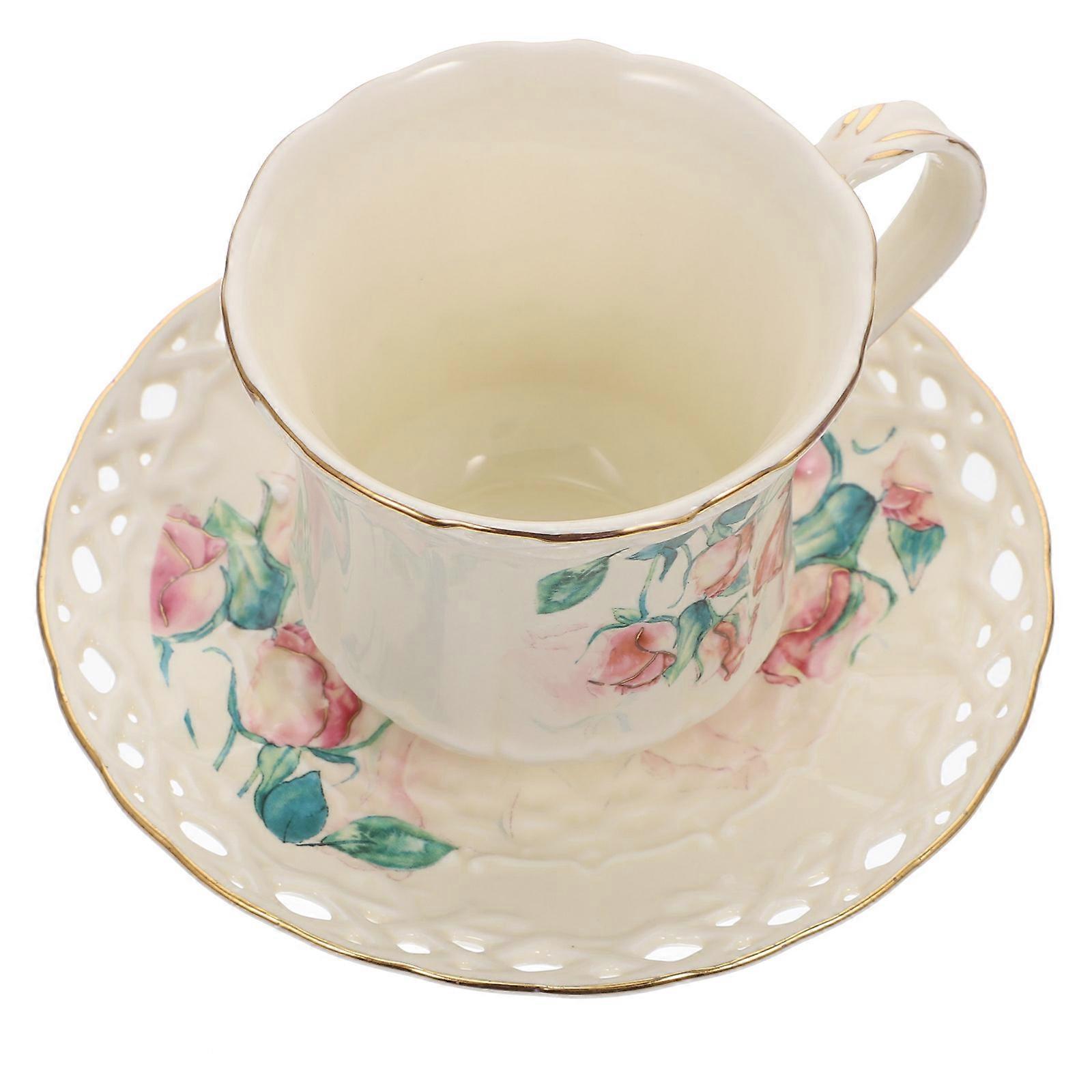 Ceramic Cup Coffee Cup with Saucer for House Use 1Set Design